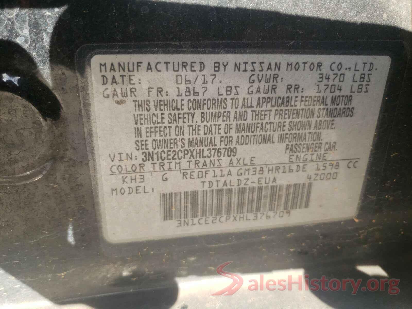 3N1CE2CPXHL376709 2017 NISSAN VERSA