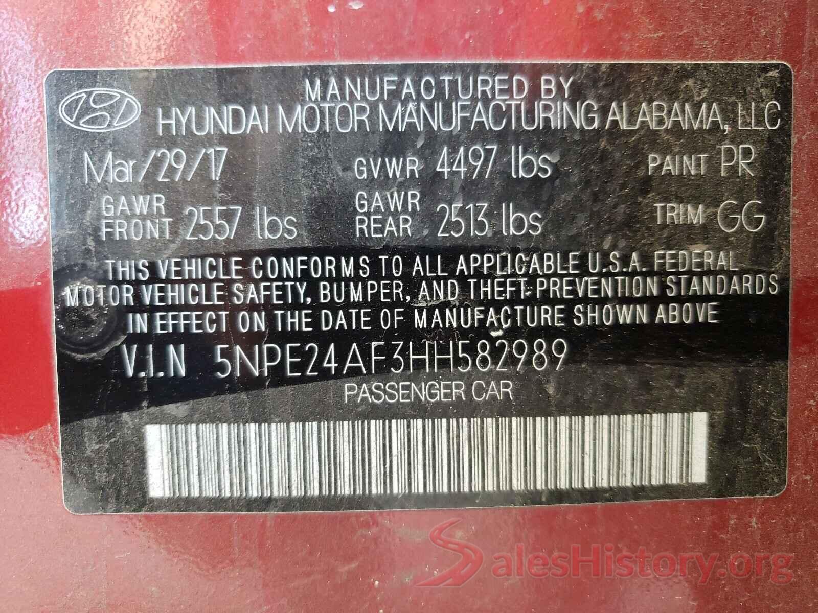 5NPE24AF3HH582989 2017 HYUNDAI SONATA