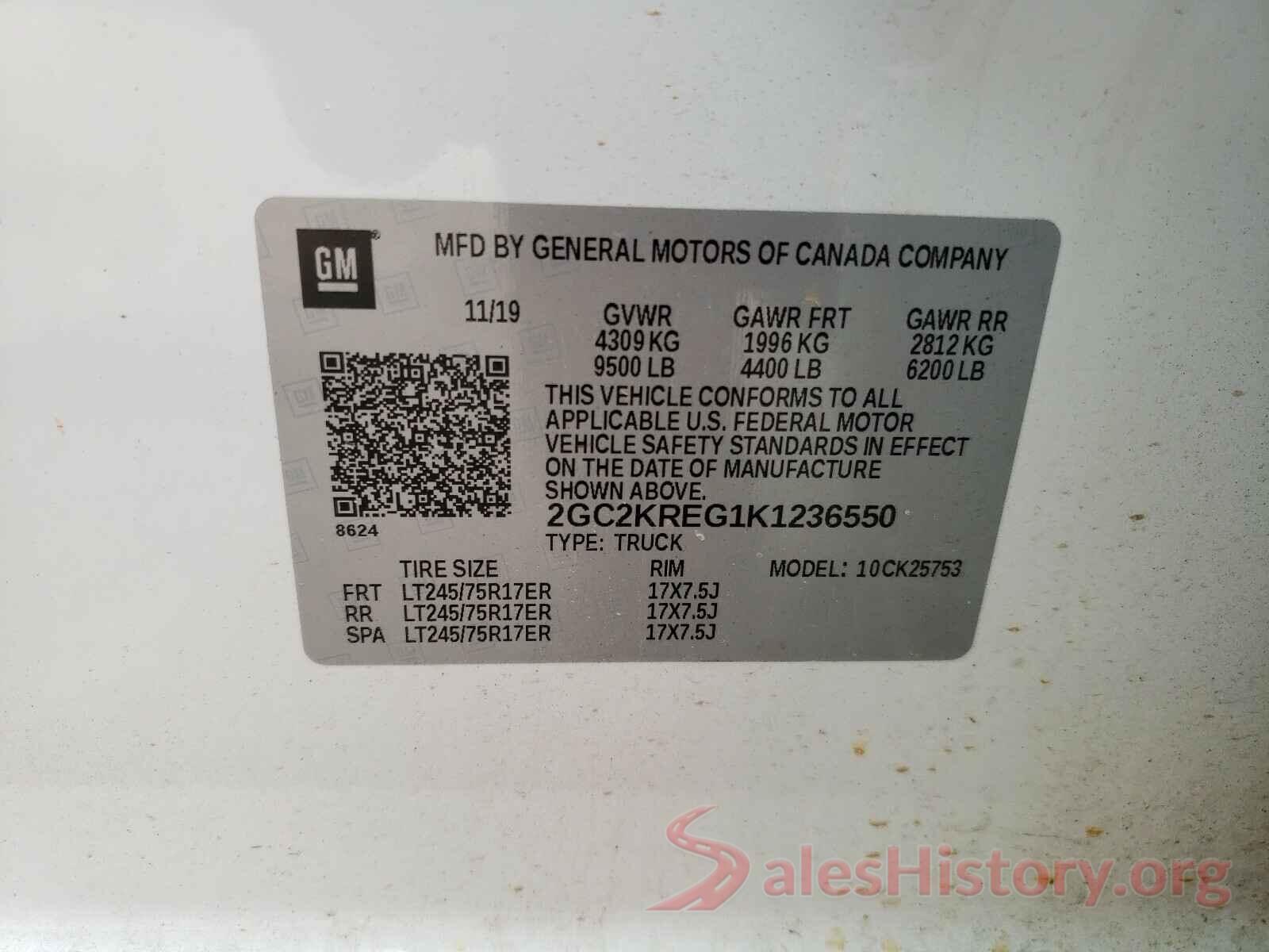 2GC2KREG1K1236550 2019 CHEVROLET SILVERADO