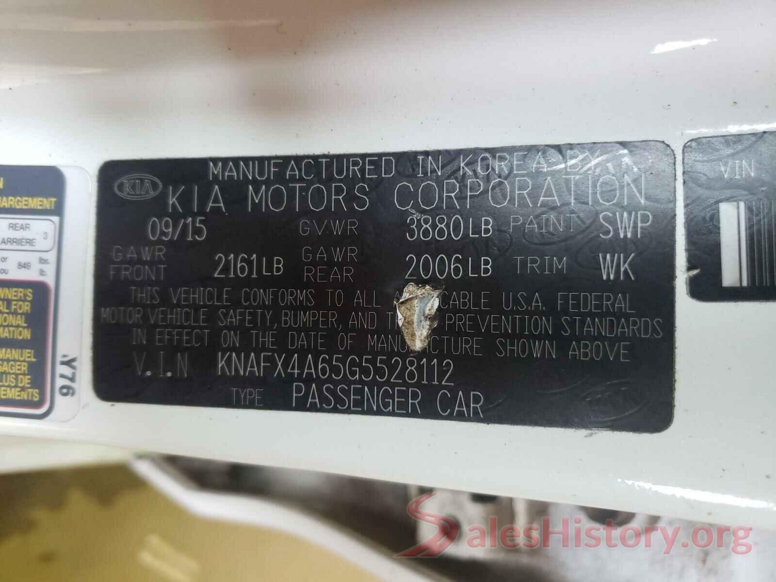 KNAFX4A65G5528112 2016 KIA FORTE