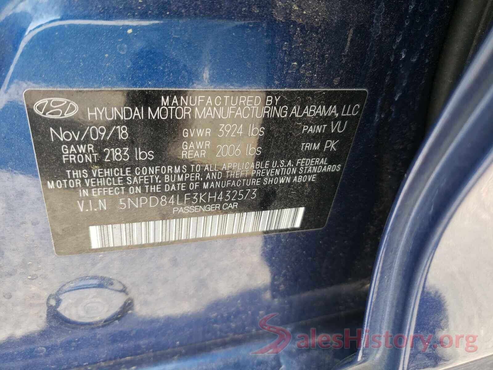 5NPD84LF3KH432573 2019 HYUNDAI ELANTRA