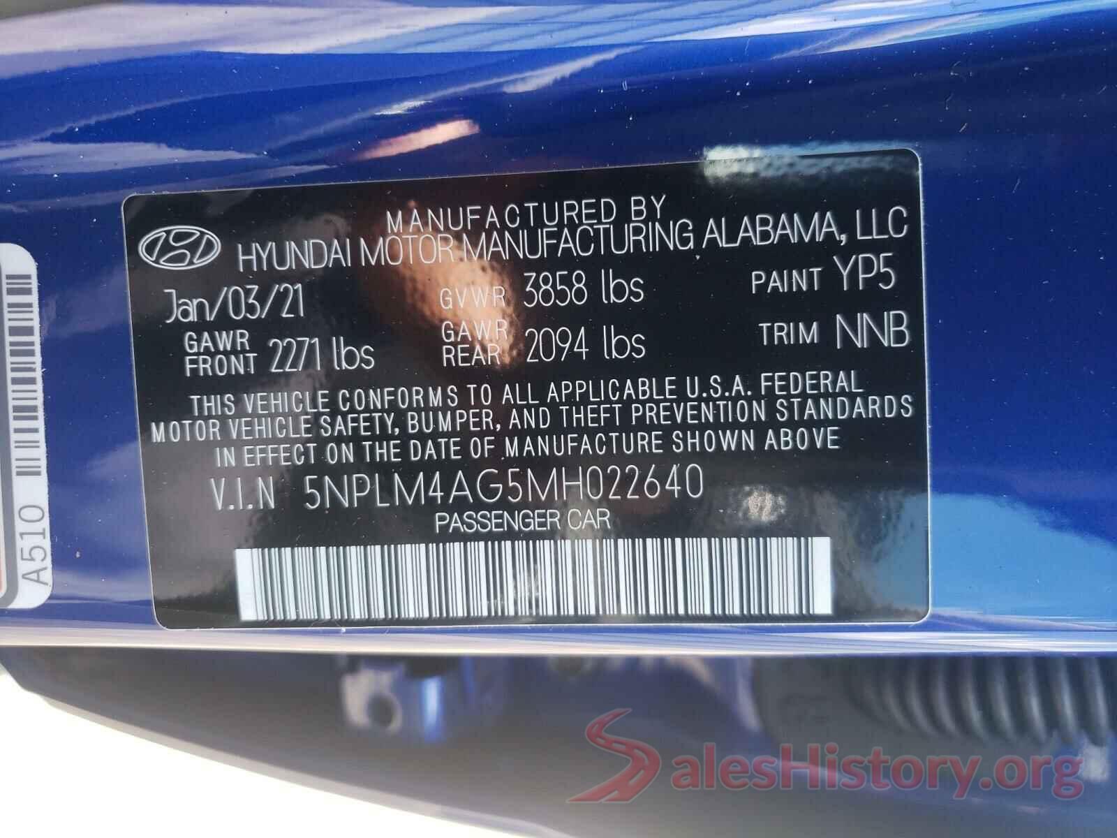 5NPLM4AG5MH022640 2021 HYUNDAI ELANTRA