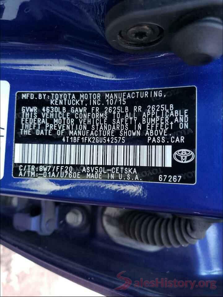 4T1BF1FK2GU542575 2016 TOYOTA CAMRY