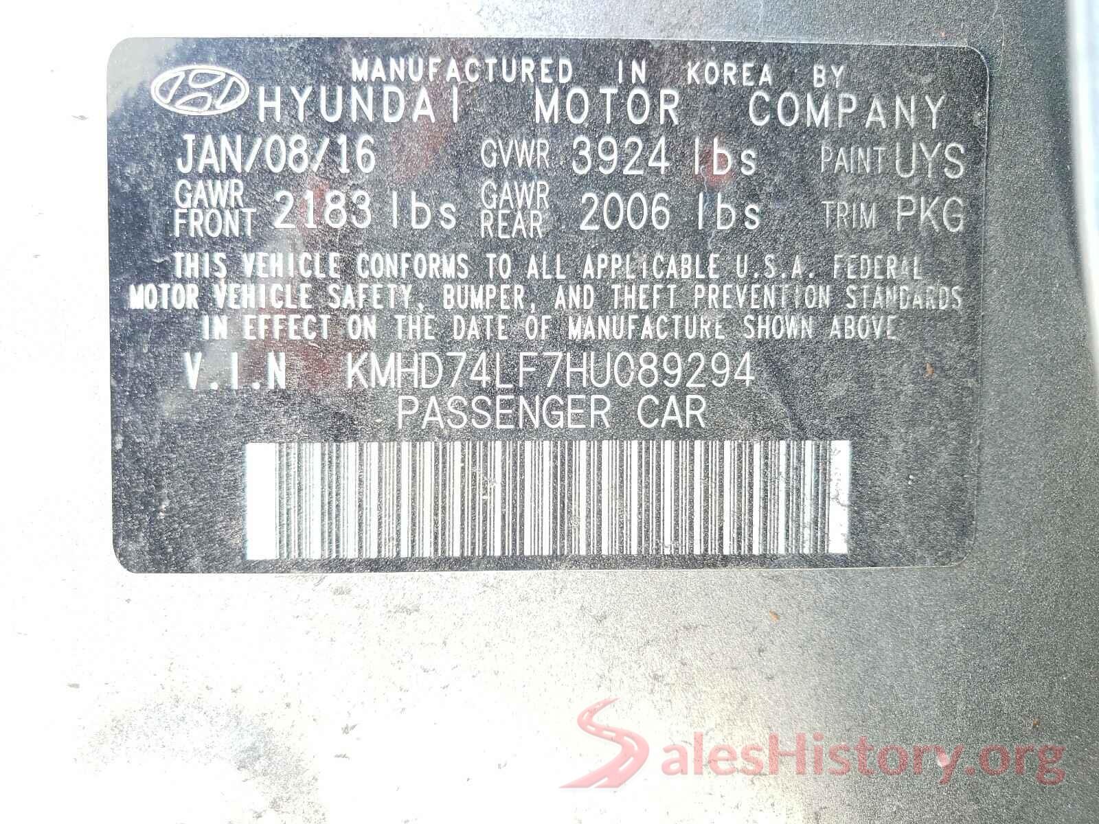 KMHD74LF7HU089294 2017 HYUNDAI ELANTRA