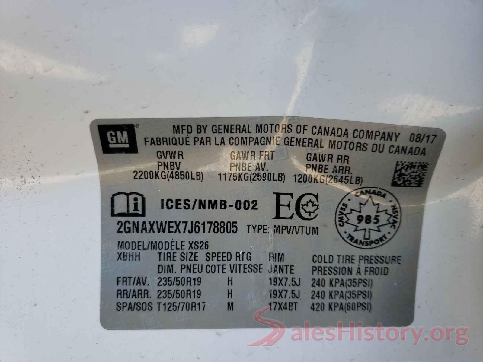 2GNAXWEX7J6178805 2018 CHEVROLET EQUINOX