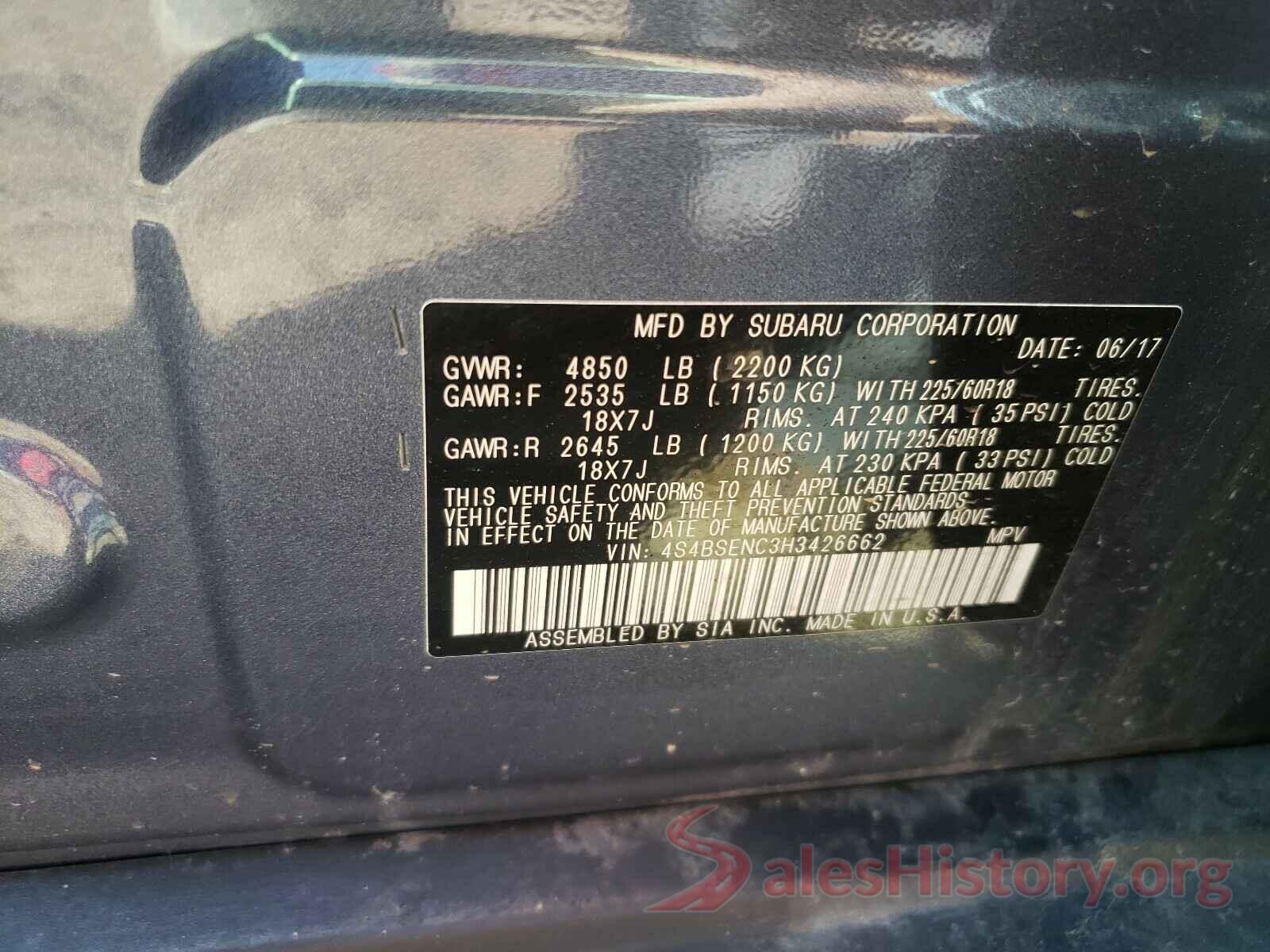 4S4BSENC3H3426662 2017 SUBARU OUTBACK