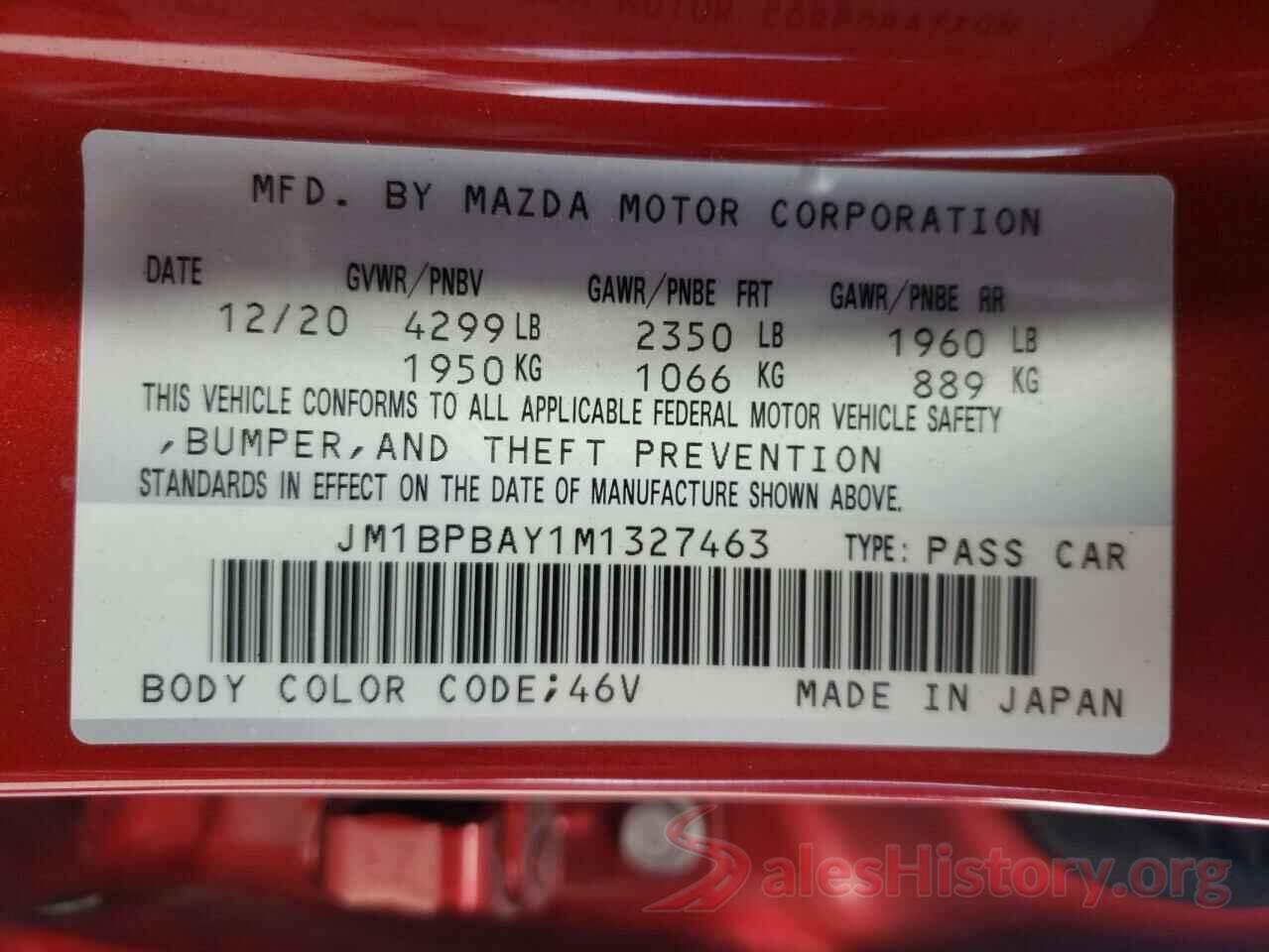 JM1BPBAY1M1327463 2021 MAZDA 3