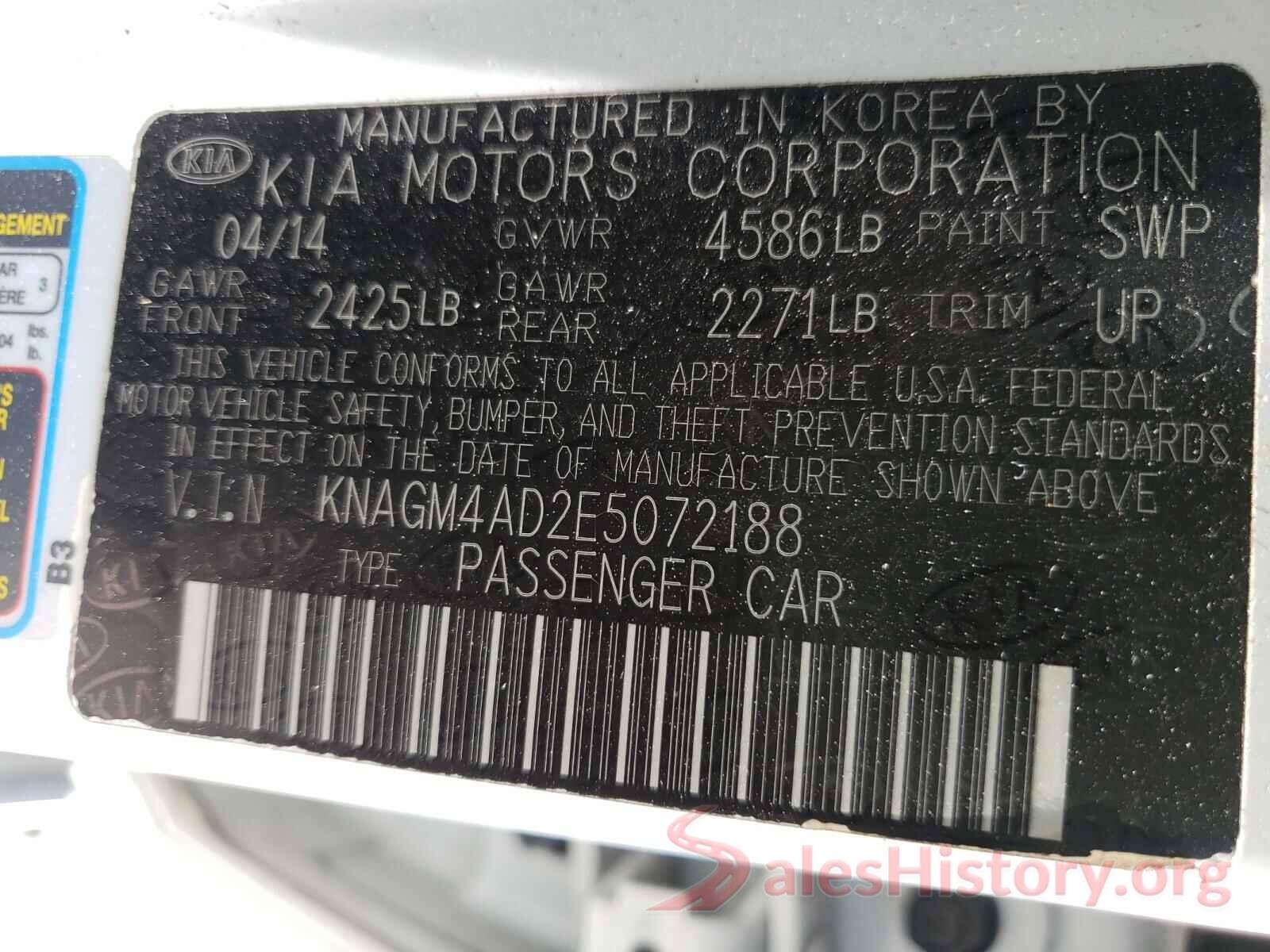 KNAGM4AD2E5072188 2014 KIA OPTIMA