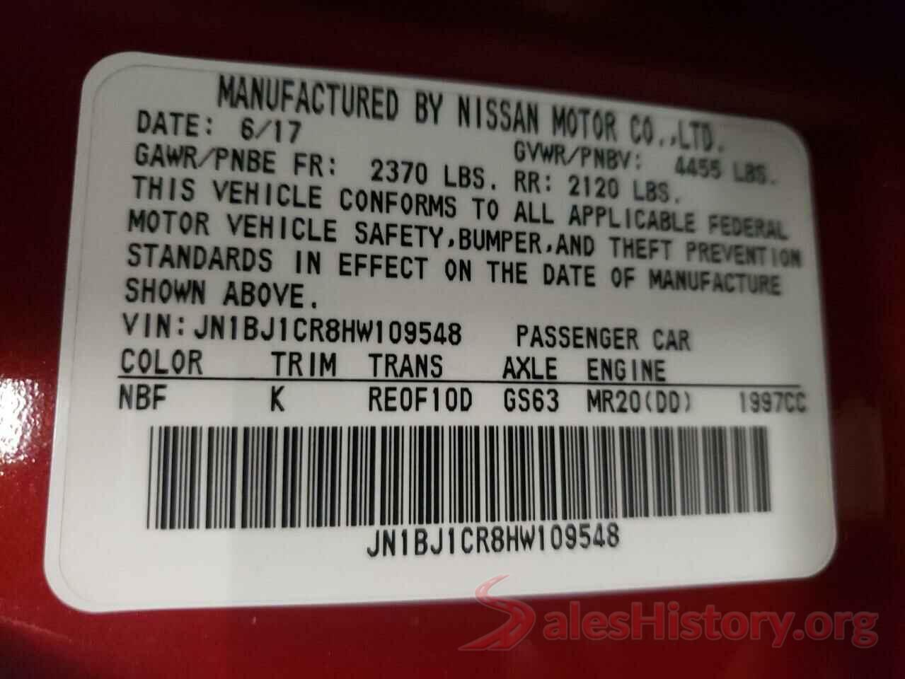 JN1BJ1CR8HW109548 2017 NISSAN ROGUE