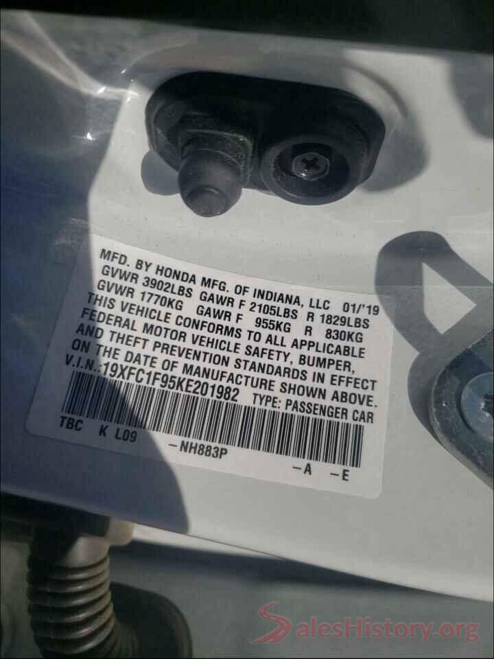 19XFC1F95KE201982 2019 HONDA CIVIC