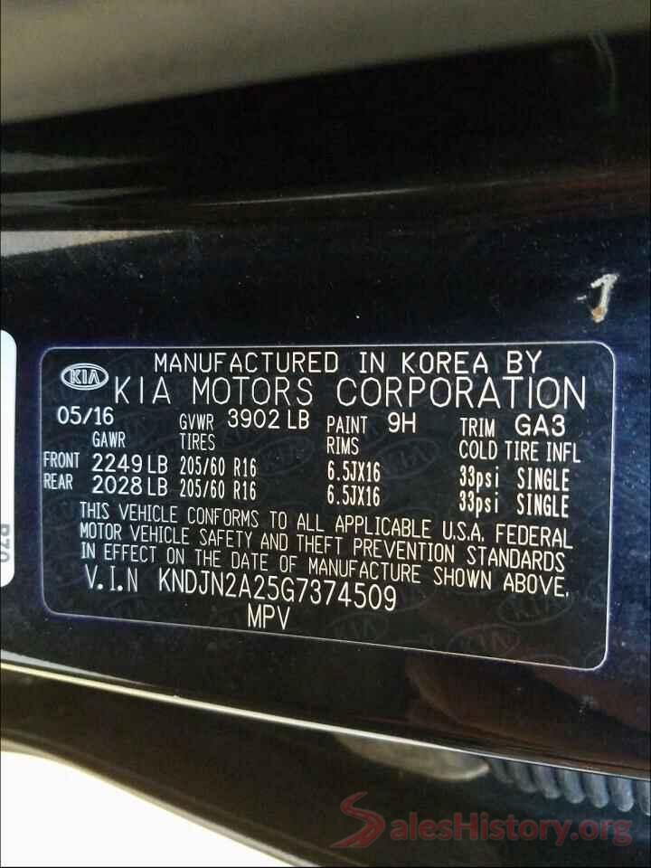 KNDJN2A25G7374509 2016 KIA SOUL