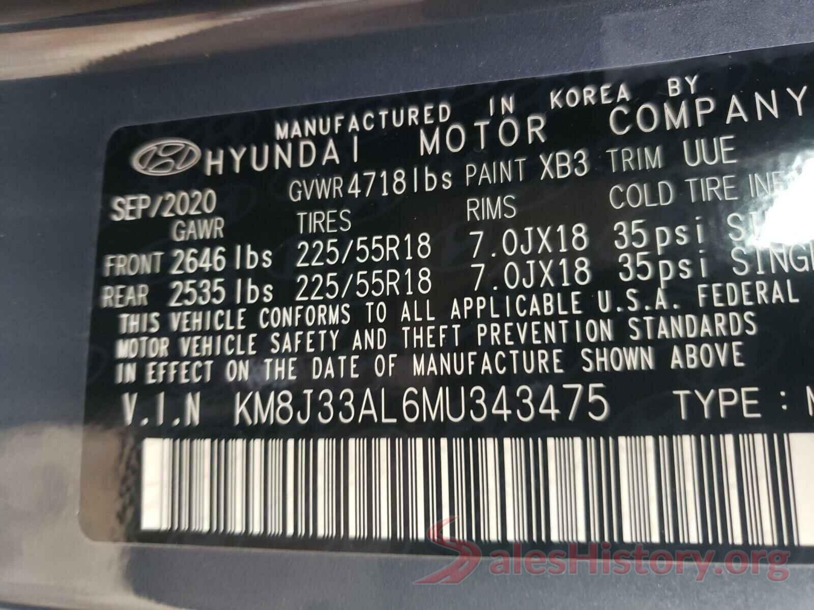 KM8J33AL6MU343475 2021 HYUNDAI TUCSON