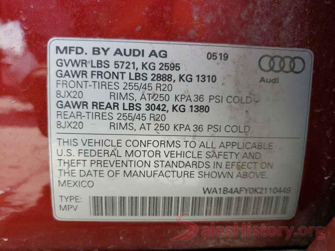 WA1B4AFY0K2110449 2019 AUDI SQ5