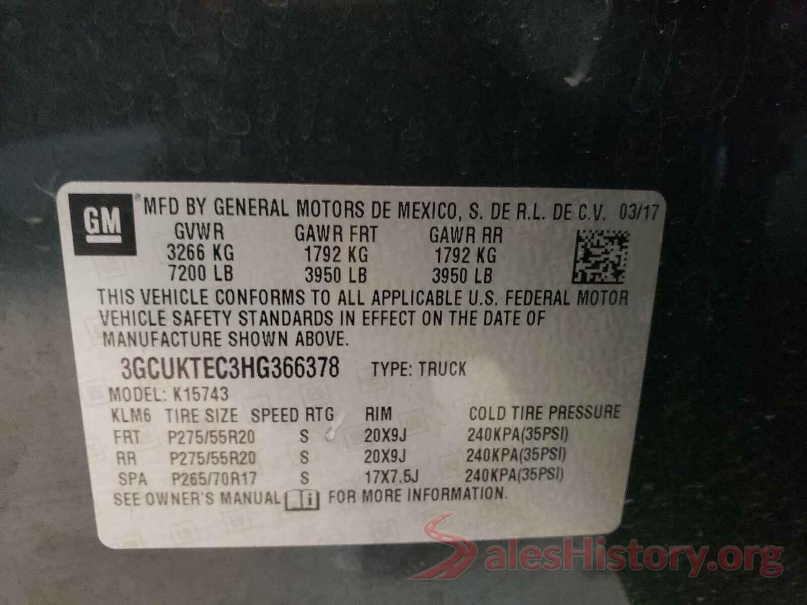 3GCUKTEC3HG366378 2017 CHEVROLET SILVERADO