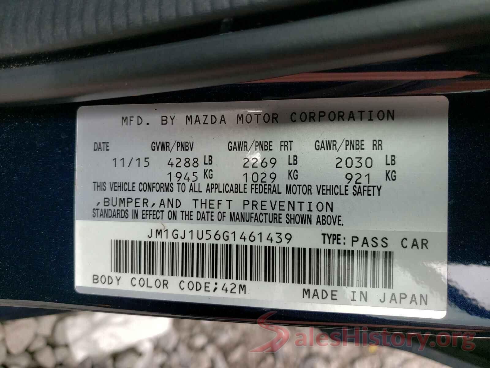 JM1GJ1U56G1461439 2016 MAZDA 6