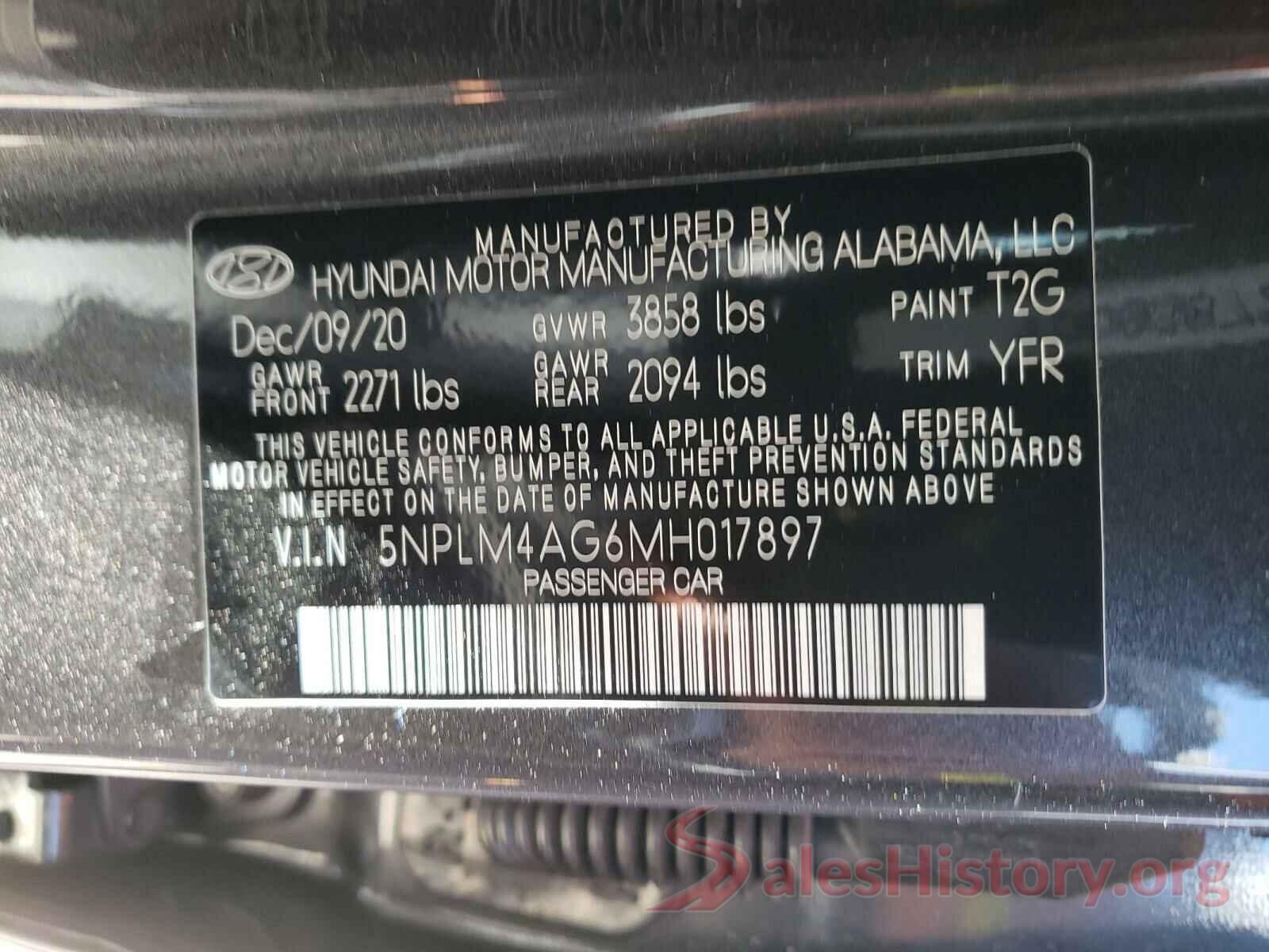 5NPLM4AG6MH017897 2021 HYUNDAI ELANTRA