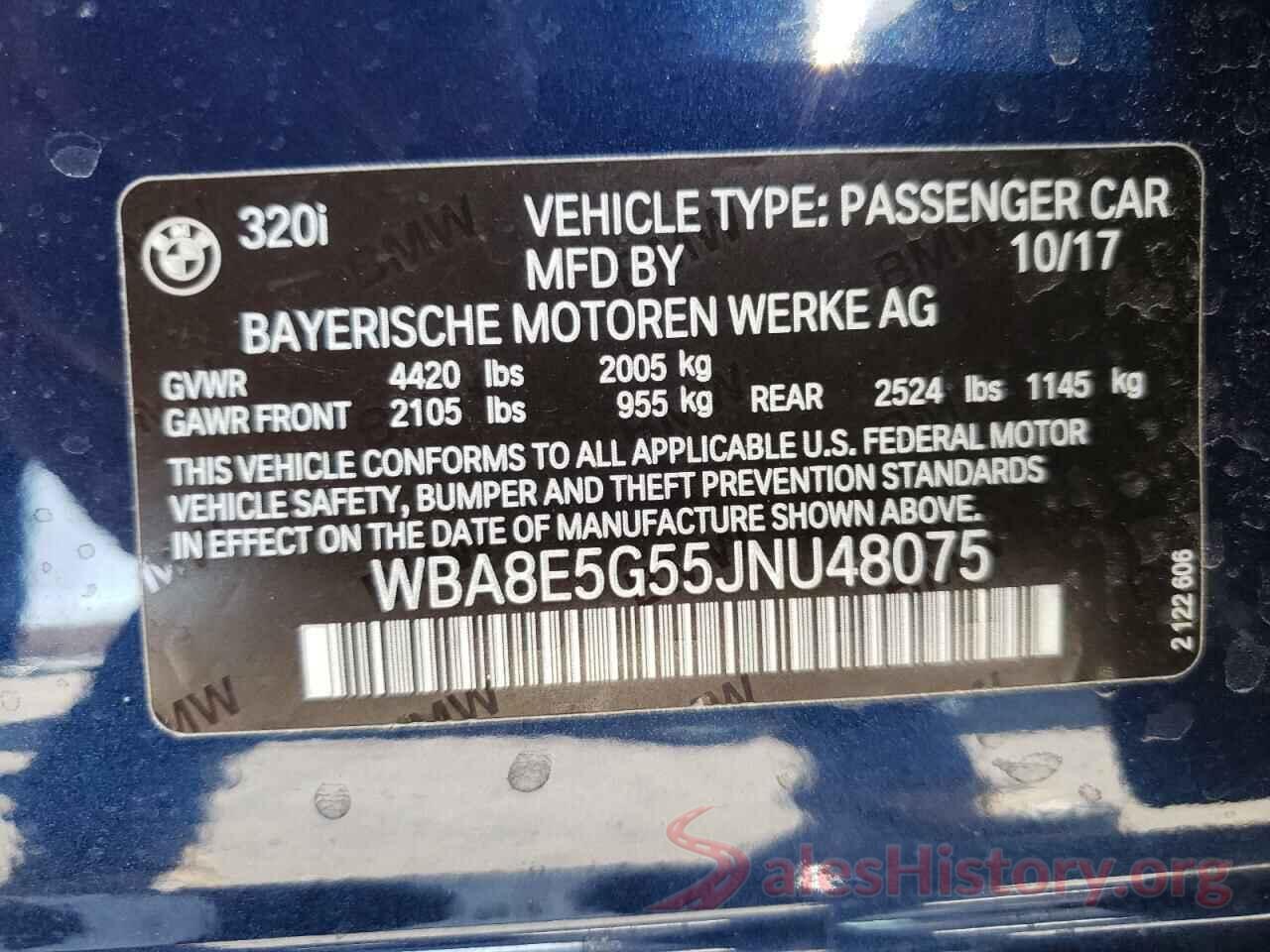 WBA8E5G55JNU48075 2018 BMW 3 SERIES