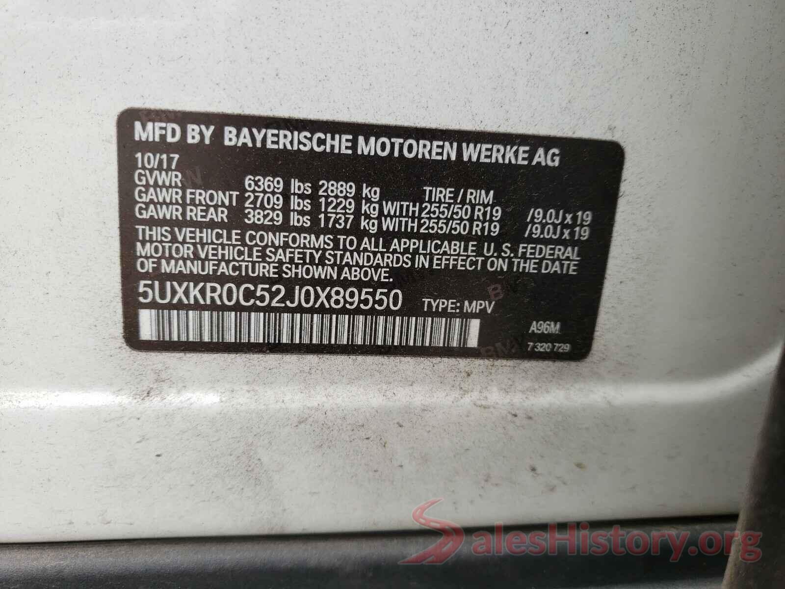 5UXKR0C52J0X89550 2018 BMW X5