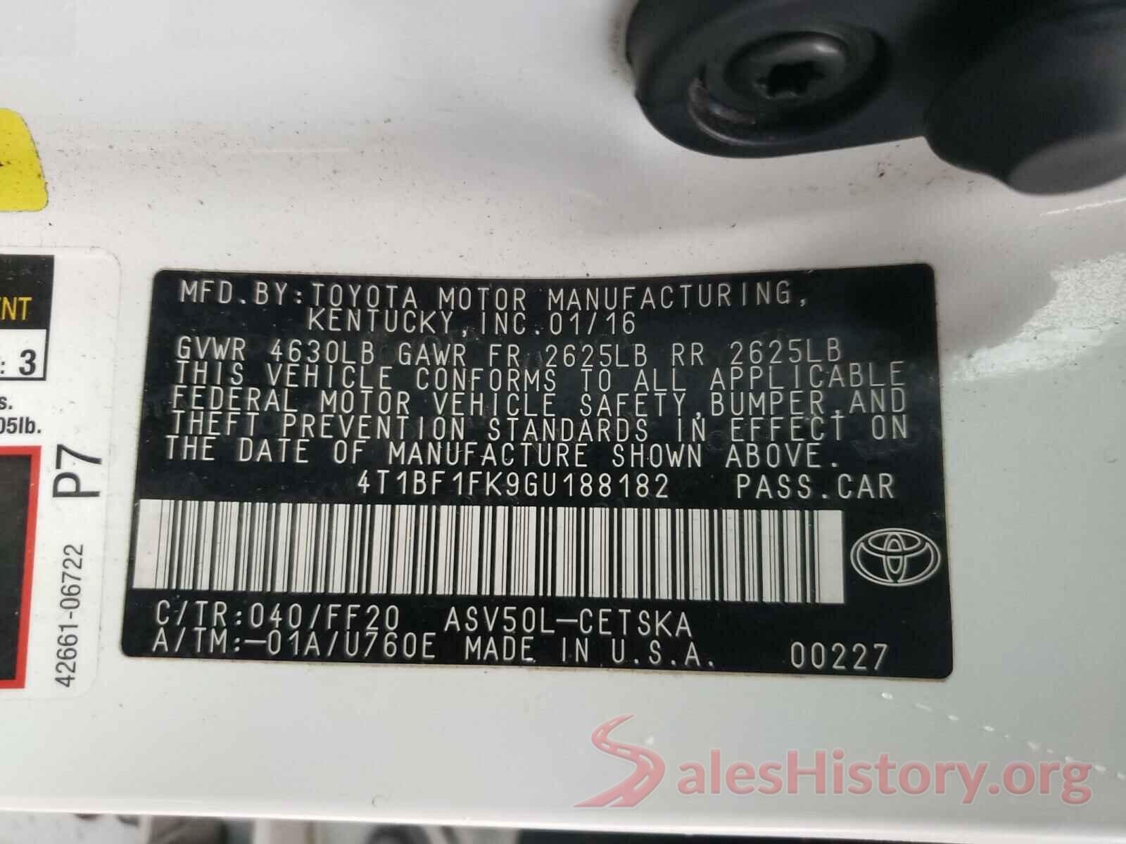 4T1BF1FK9GU188182 2016 TOYOTA CAMRY