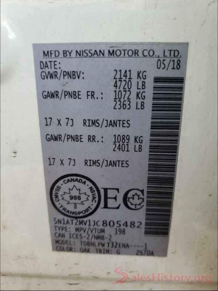 5N1AT2MV1JC805482 2018 NISSAN ROGUE