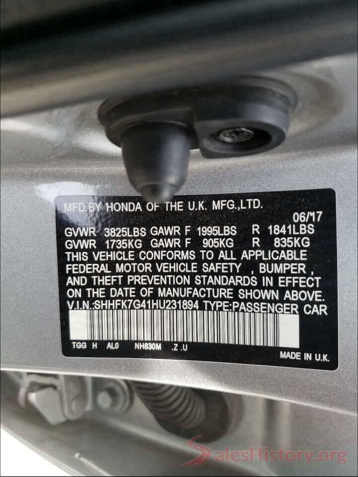 SHHFK7G41HU231894 2017 HONDA CIVIC