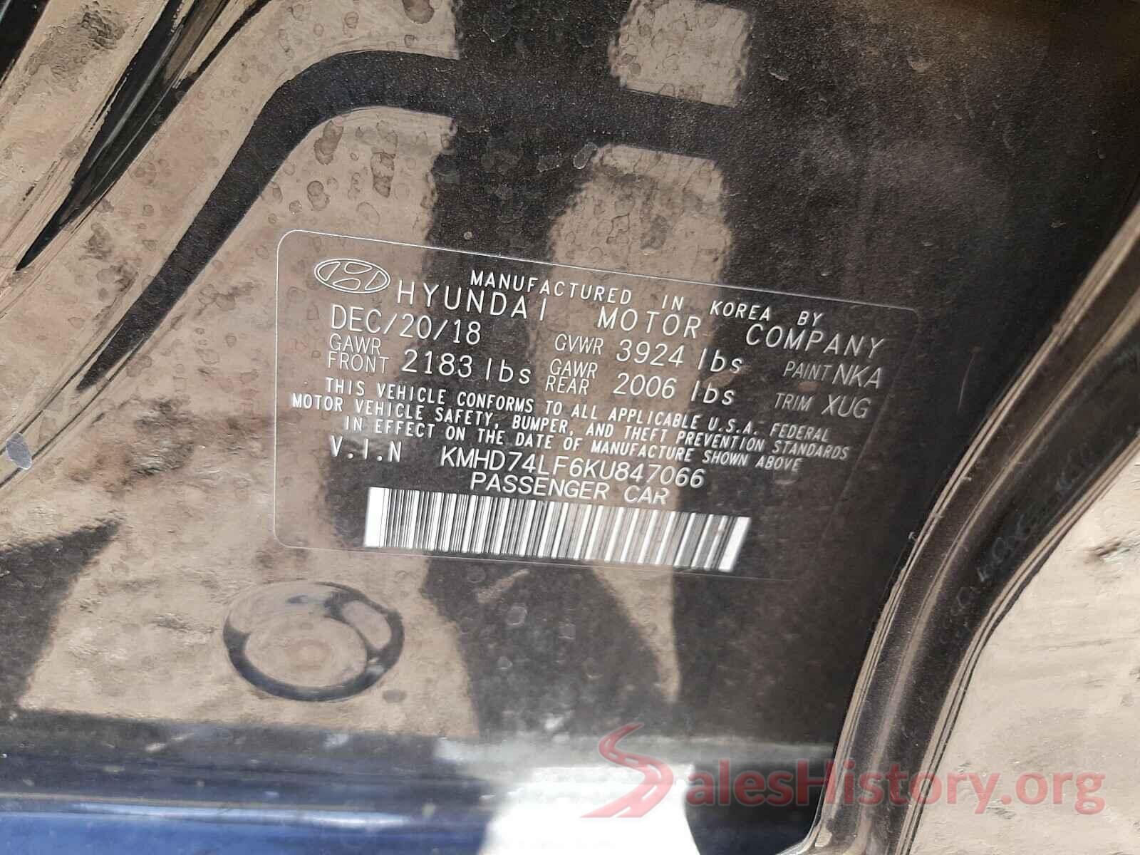 KMHD74LF6KU847066 2019 HYUNDAI ELANTRA