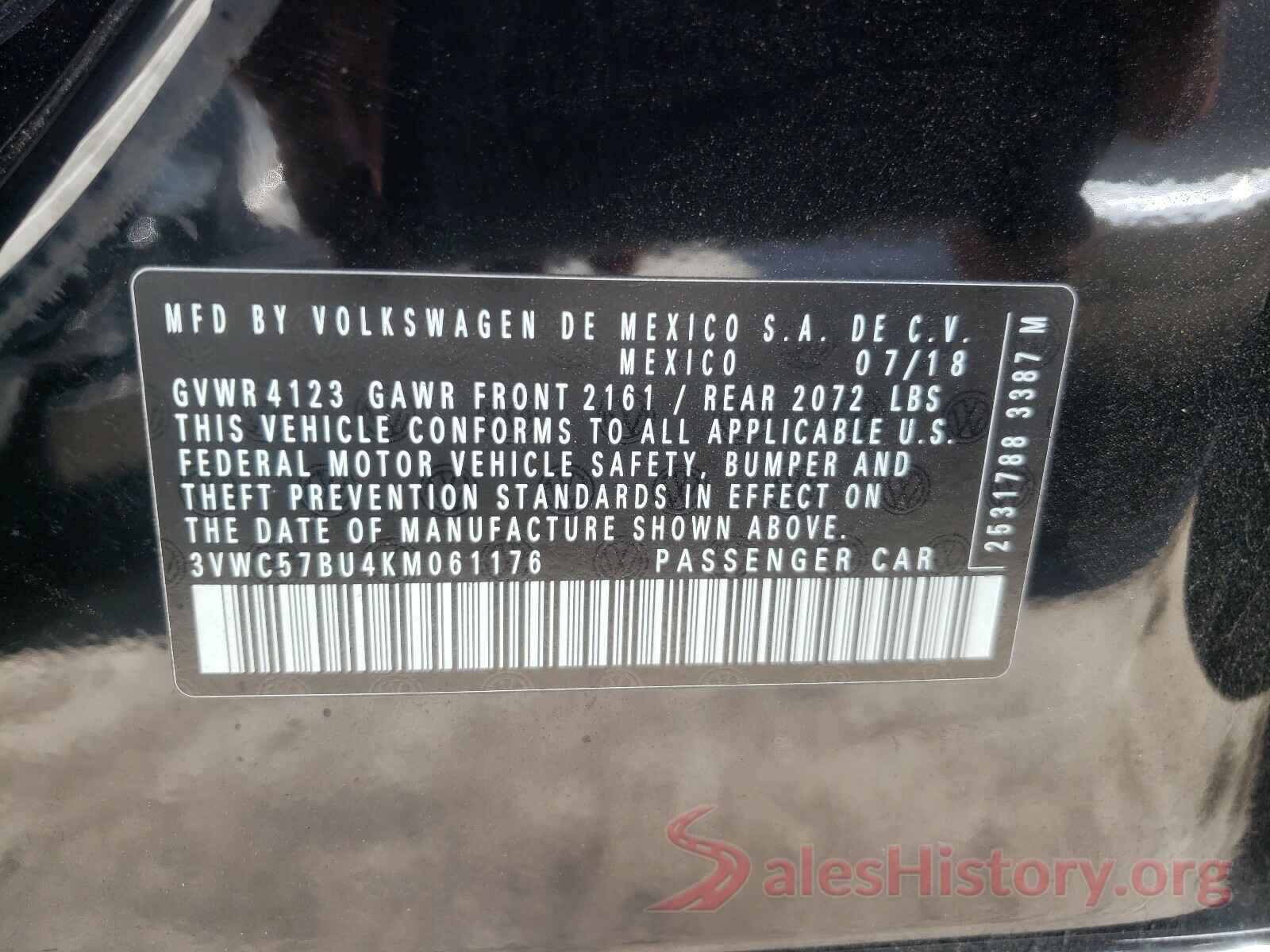 3VWC57BU4KM061176 2019 VOLKSWAGEN JETTA