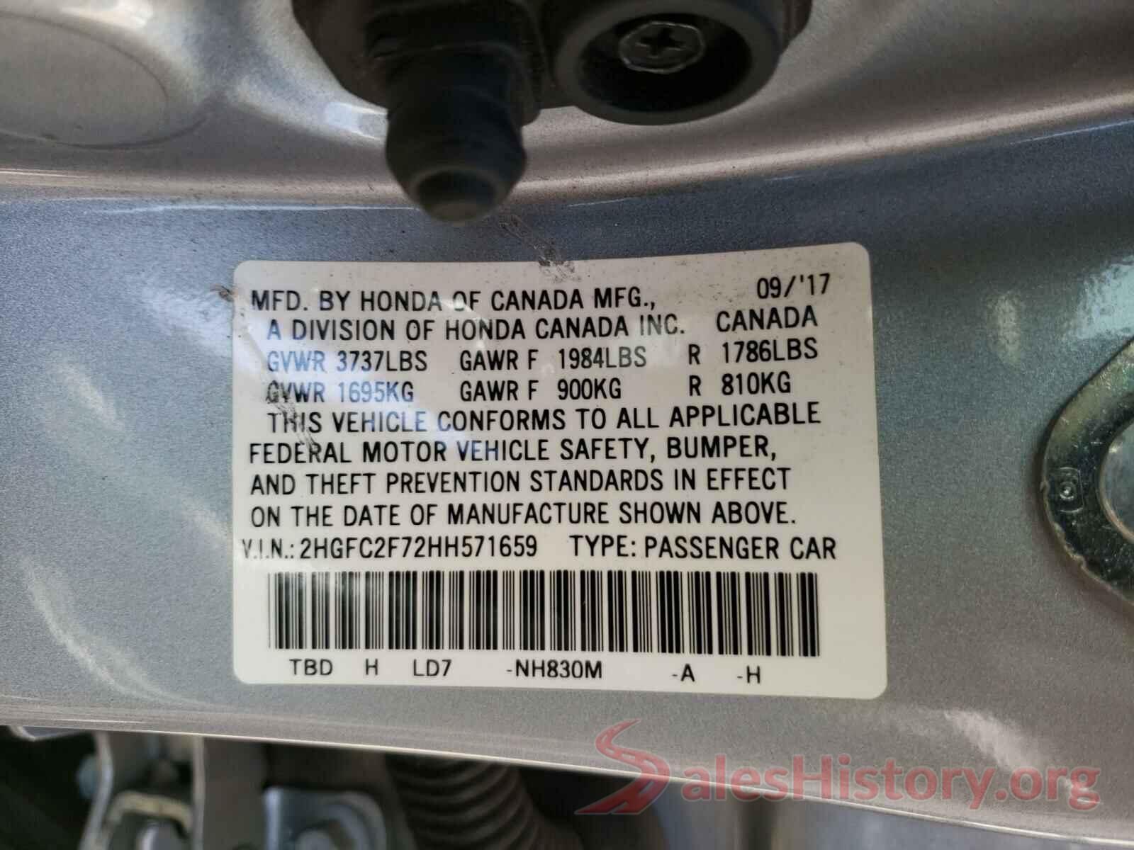 2HGFC2F72HH571659 2017 HONDA CIVIC