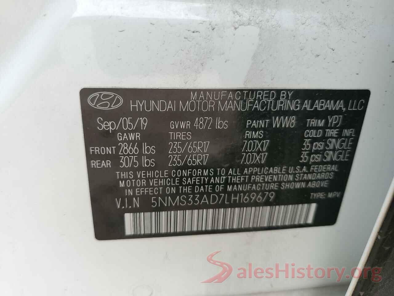 5NMS33AD7LH169679 2020 HYUNDAI SANTA FE