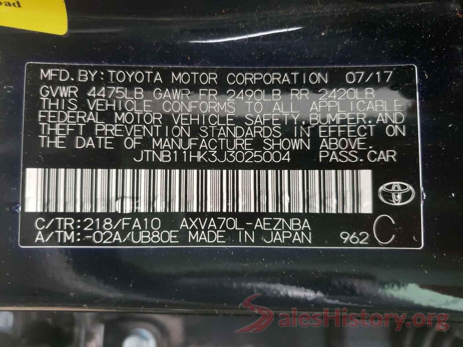 JTNB11HK3J3025004 2018 TOYOTA CAMRY