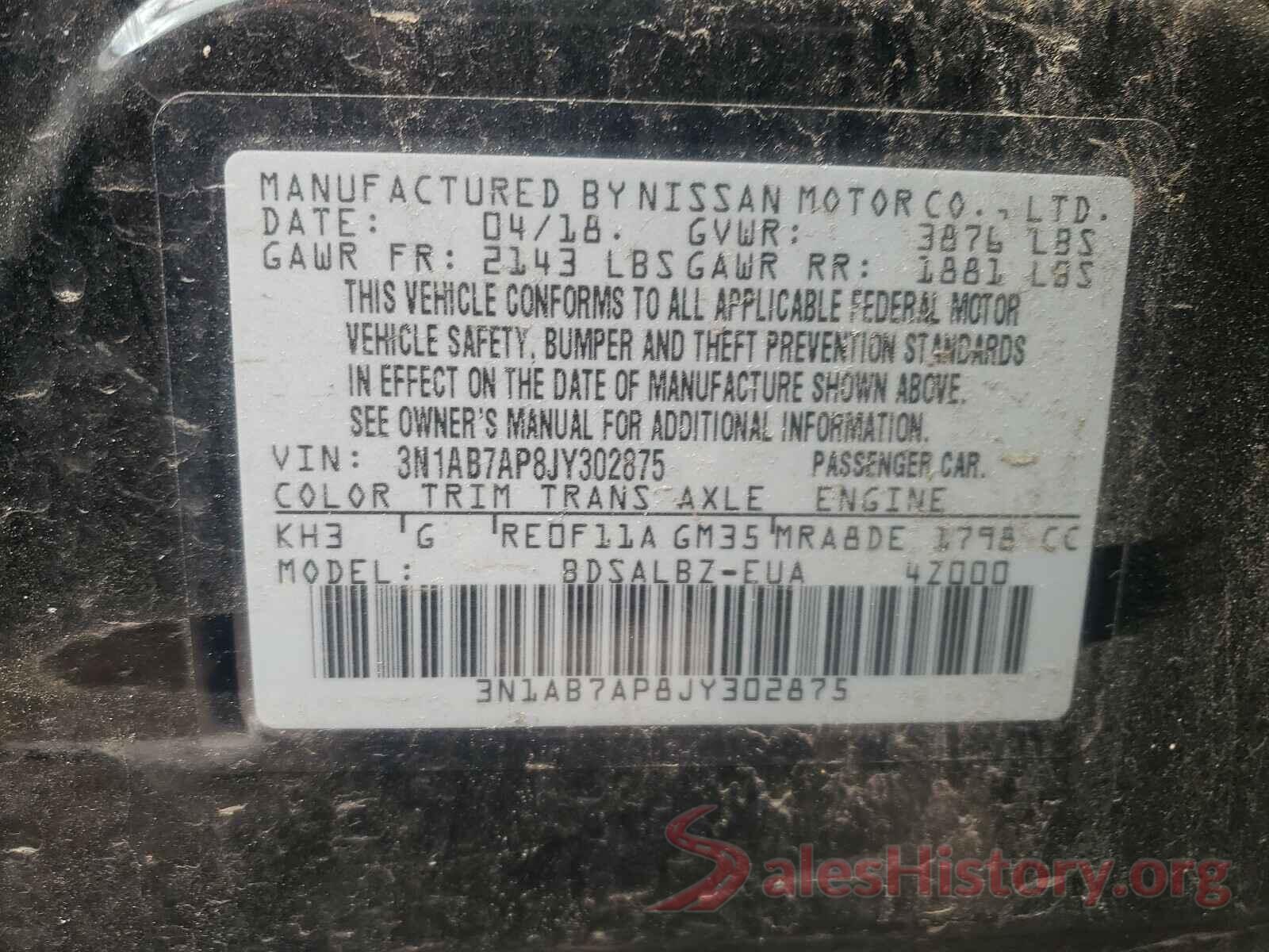 3N1AB7AP8JY302875 2018 NISSAN SENTRA