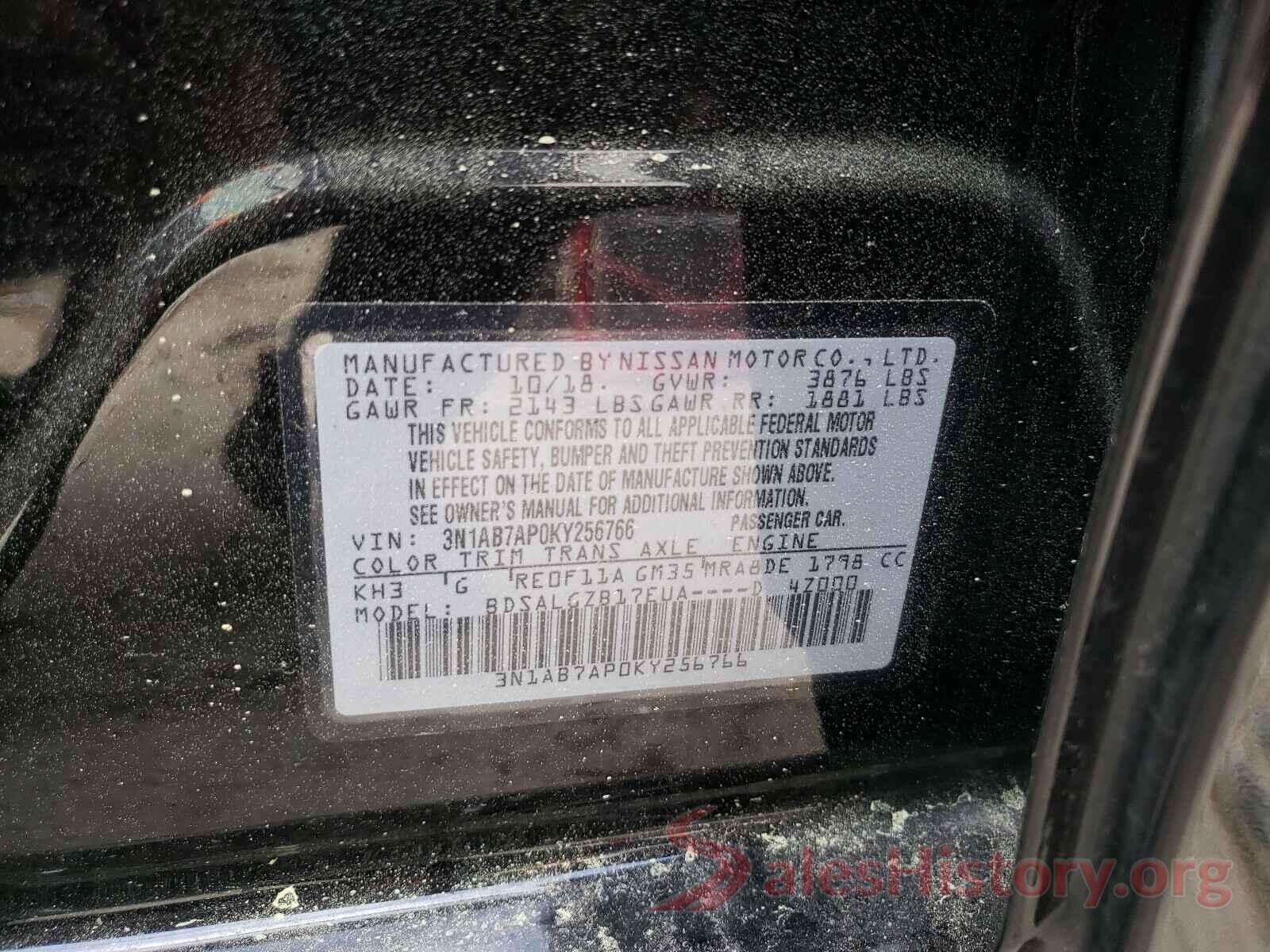 3N1AB7AP0KY256766 2019 NISSAN SENTRA