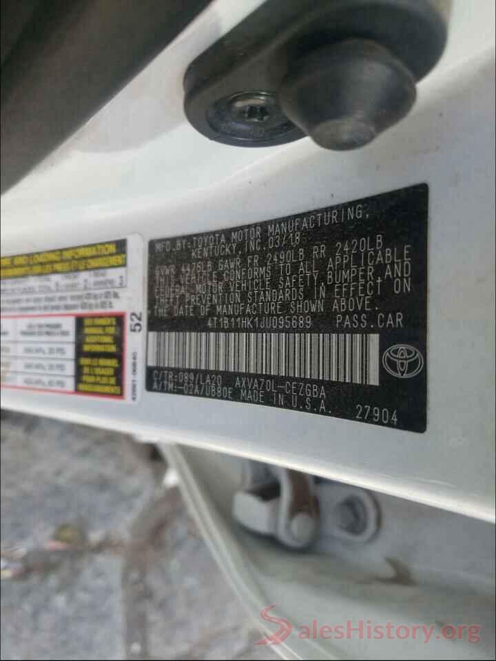 4T1B11HK1JU095689 2018 TOYOTA CAMRY