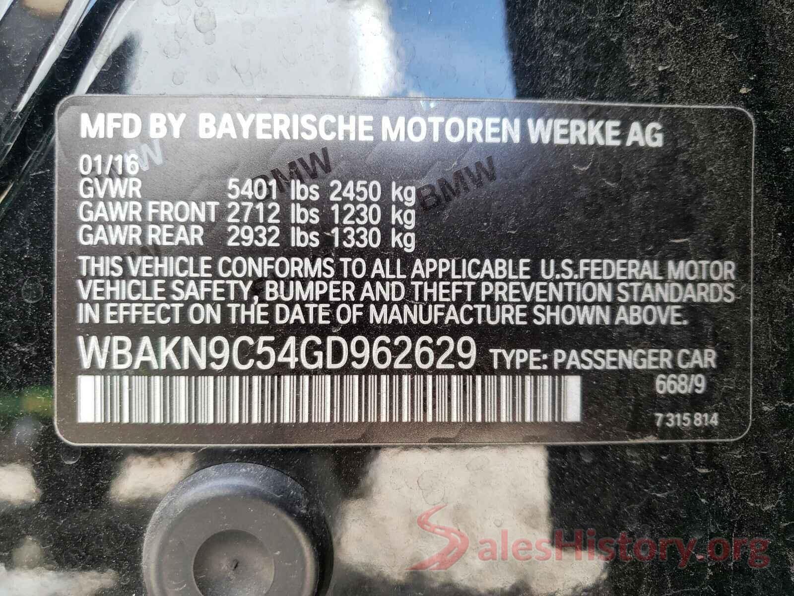 WBAKN9C54GD962629 2016 BMW 5 SERIES