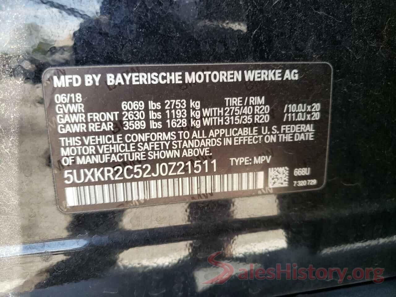 5UXKR2C52J0Z21511 2018 BMW X5