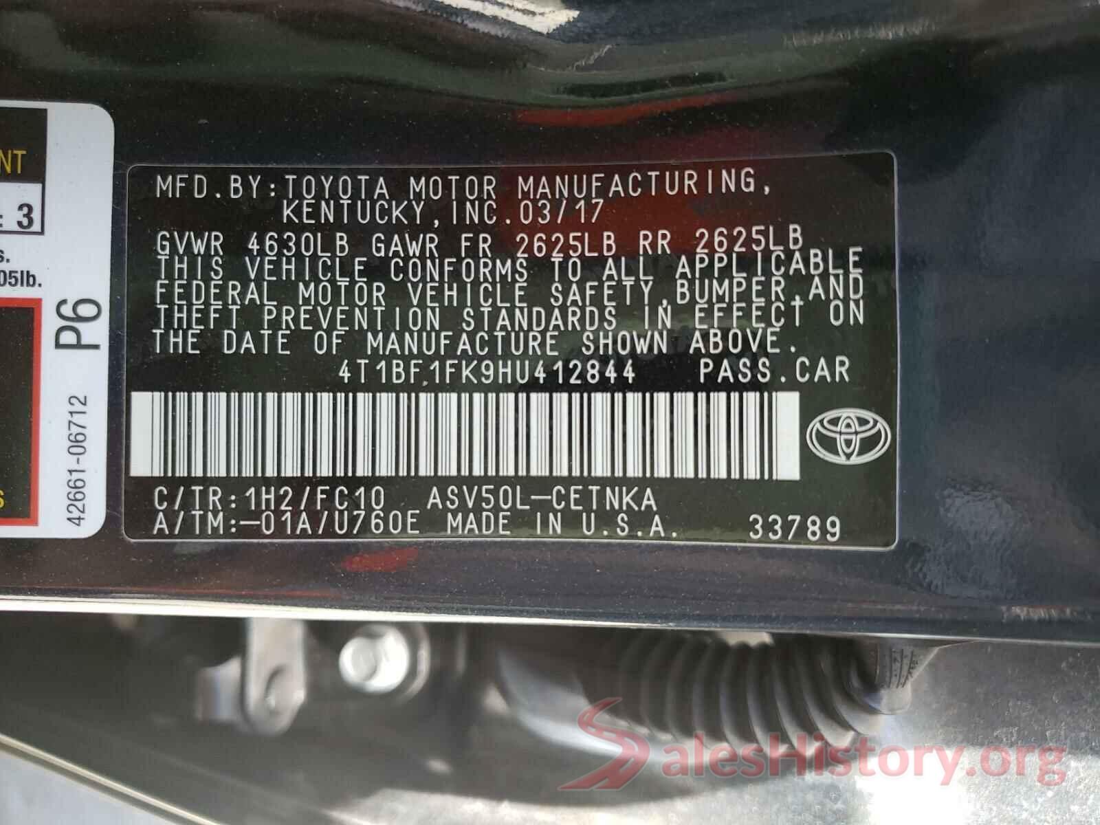 4T1BF1FK9HU412844 2017 TOYOTA CAMRY