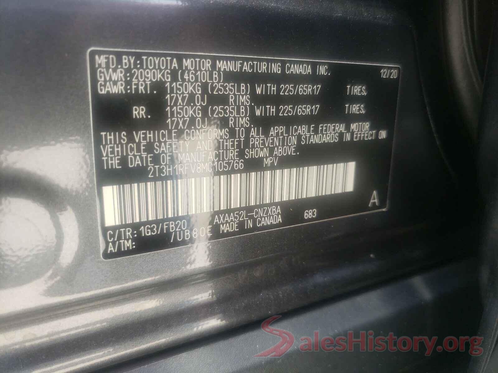 2T3H1RFV8MC105766 2021 TOYOTA RAV4