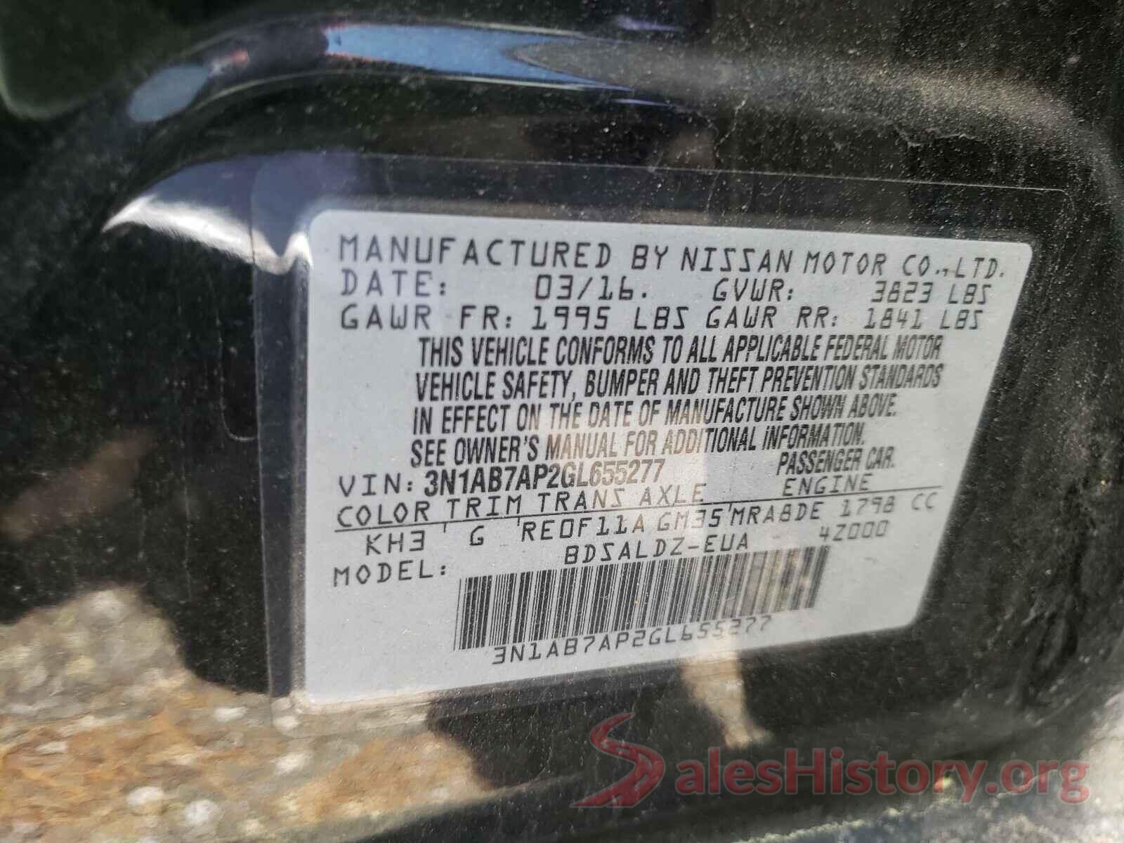 3N1AB7AP2GL655277 2016 NISSAN SENTRA