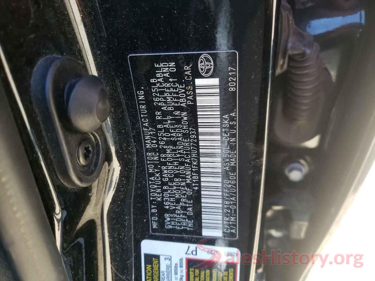 4T1BF1FK7HU772937 2017 TOYOTA CAMRY