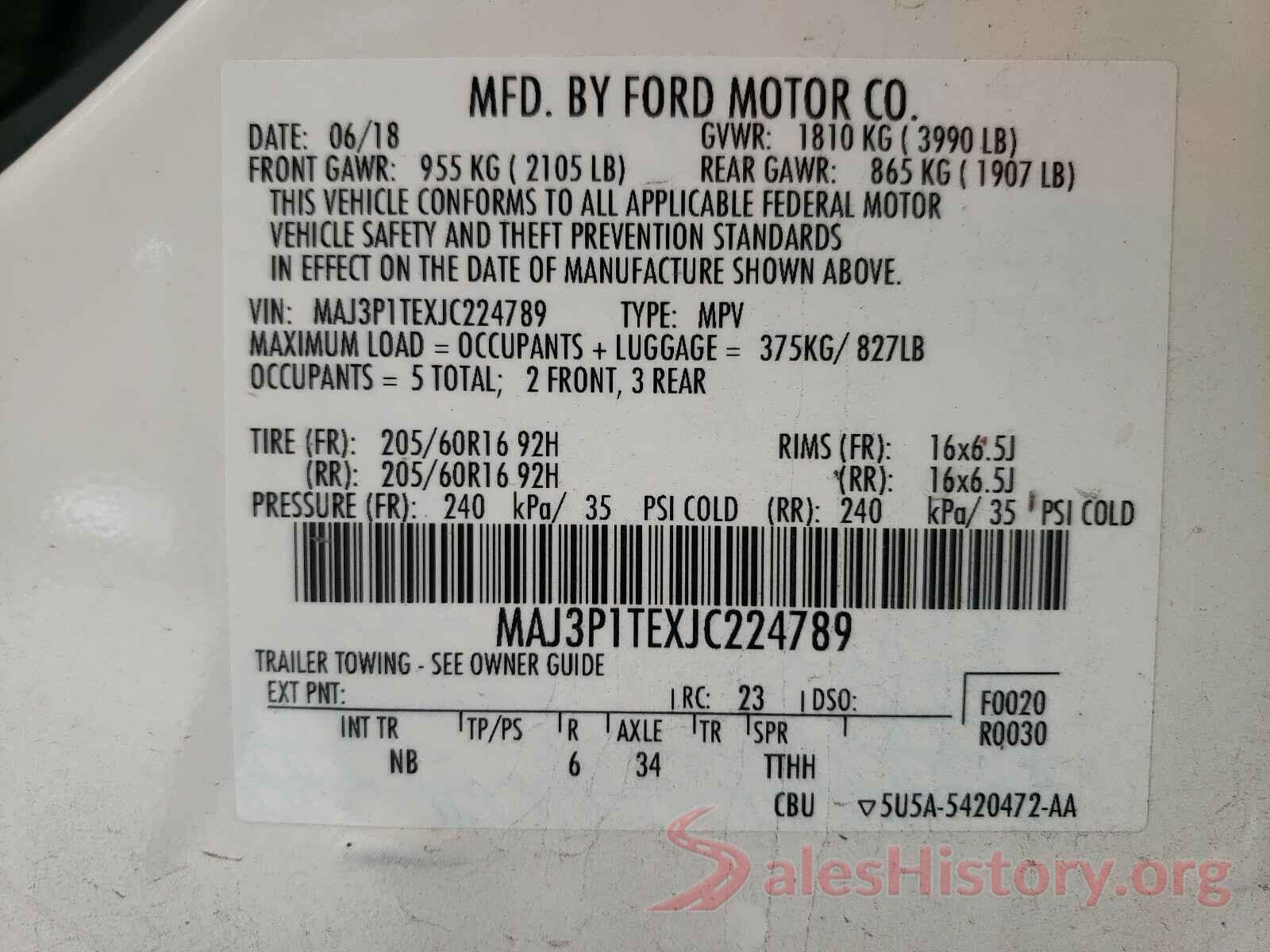 MAJ3P1TEXJC224789 2018 FORD ALL OTHER