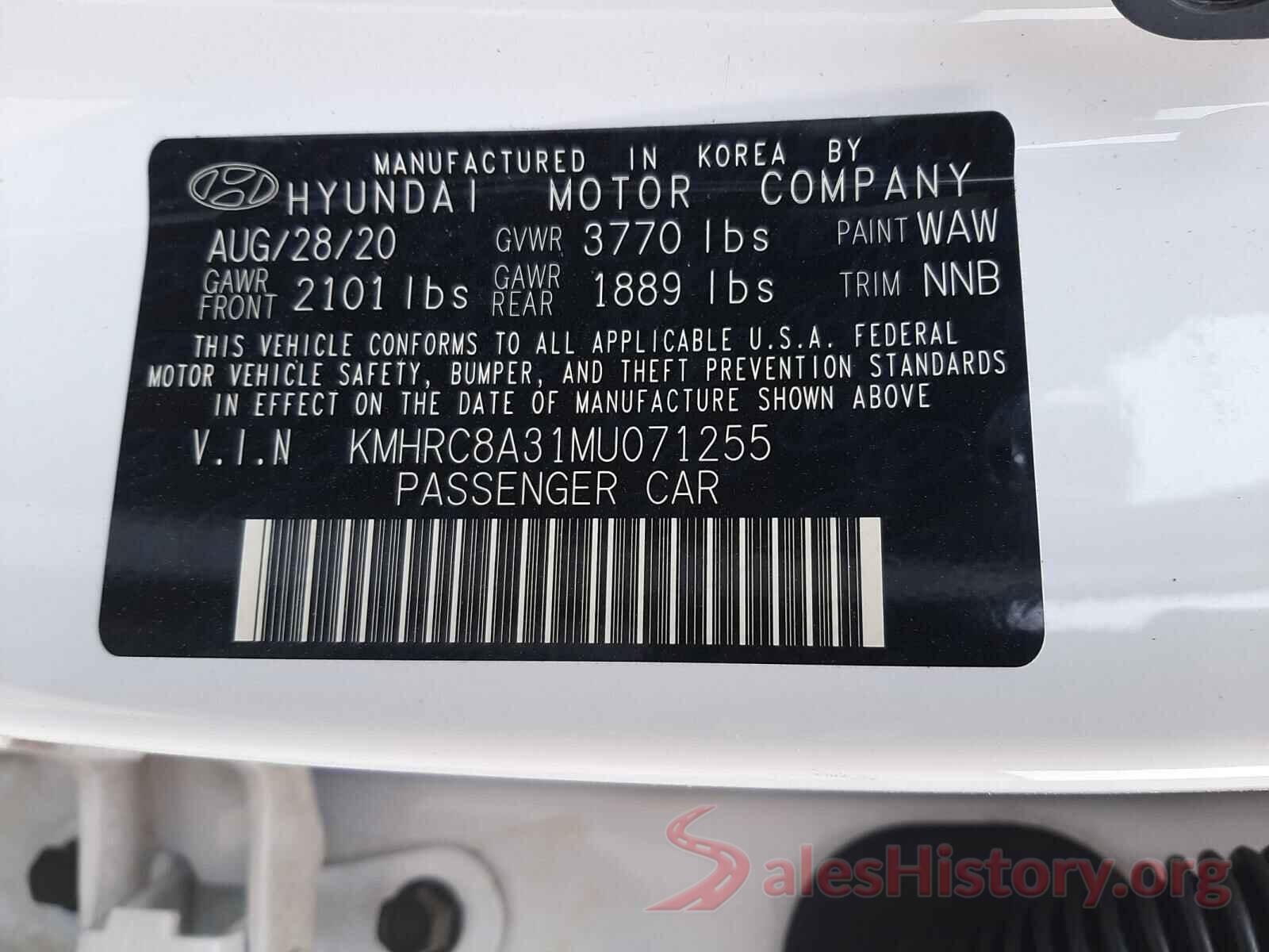 KMHRC8A31MU071255 2021 HYUNDAI VENUE