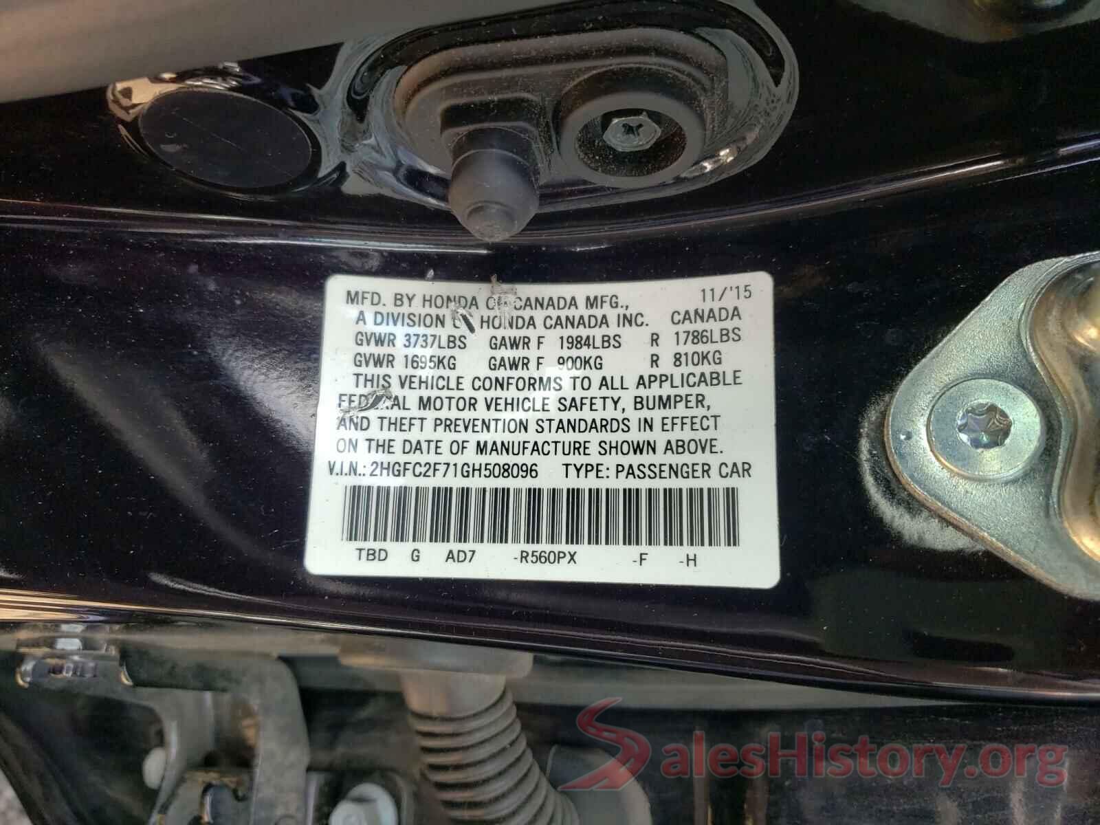 2HGFC2F71GH508096 2016 HONDA CIVIC