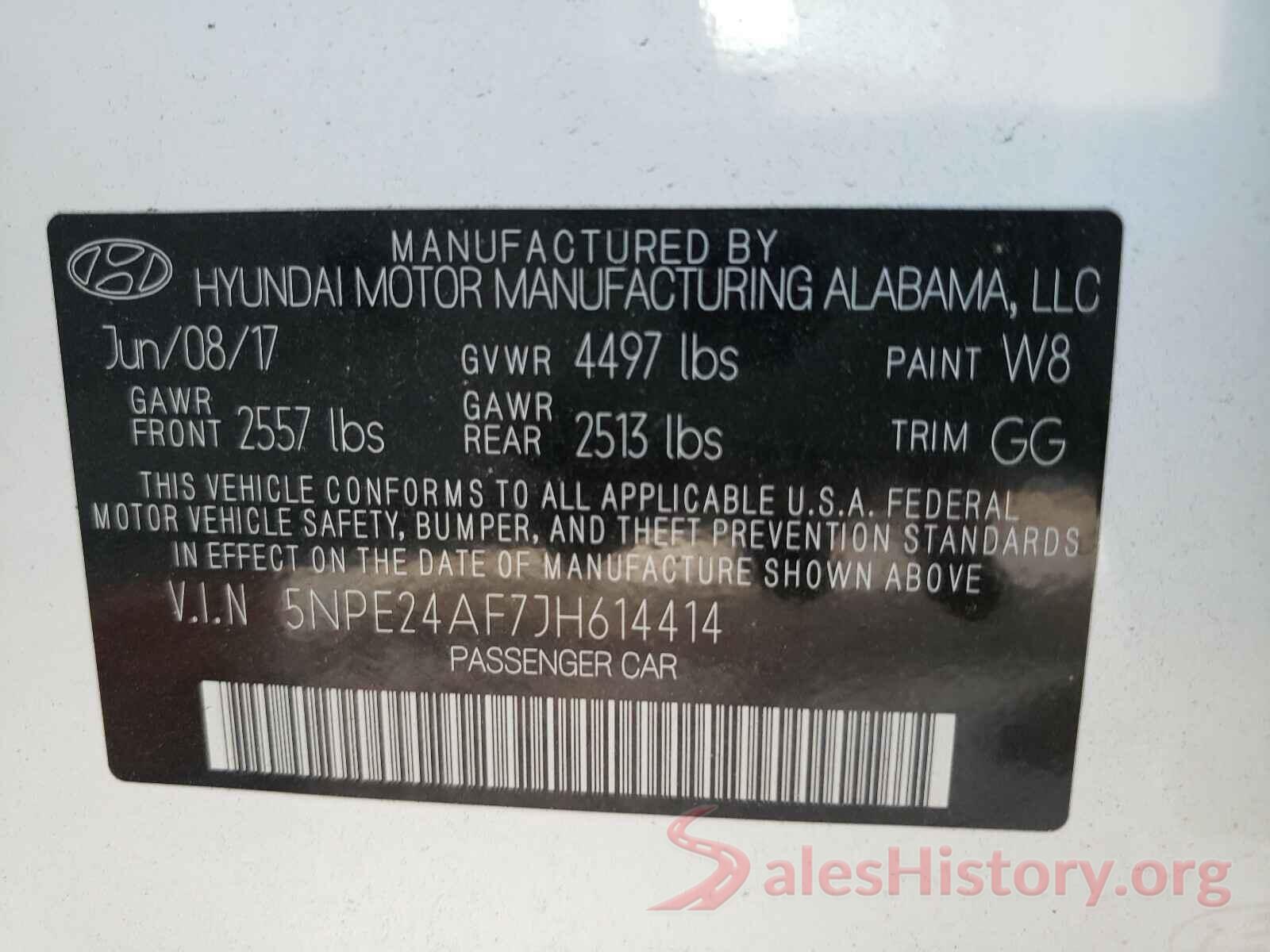 5NPE24AF7JH614414 2018 HYUNDAI SONATA