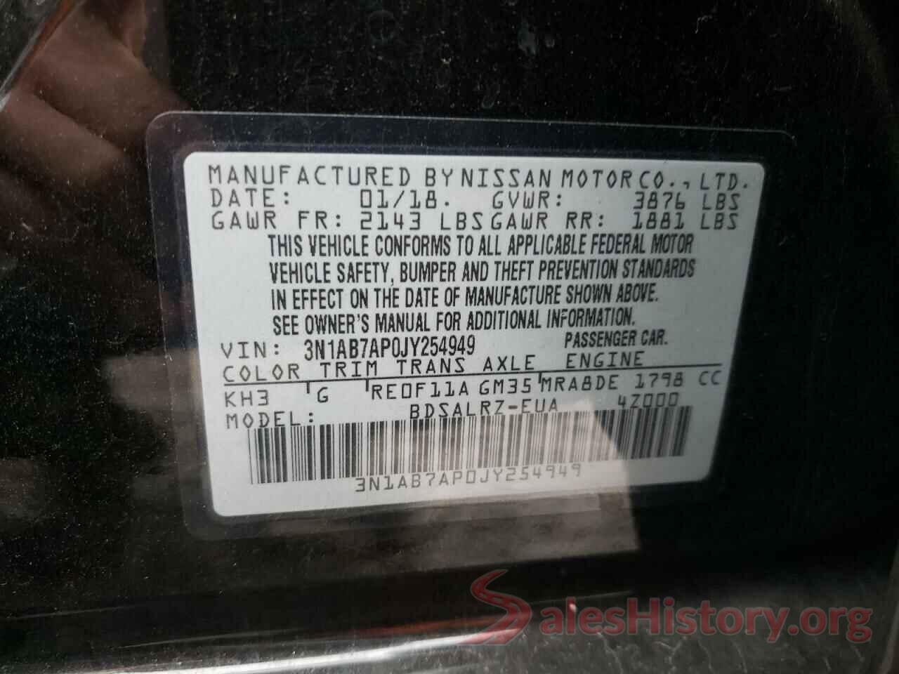 3N1AB7AP0JY254949 2018 NISSAN SENTRA