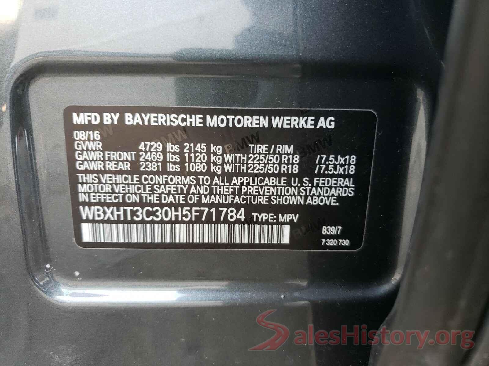 WBXHT3C30H5F71784 2017 BMW X1