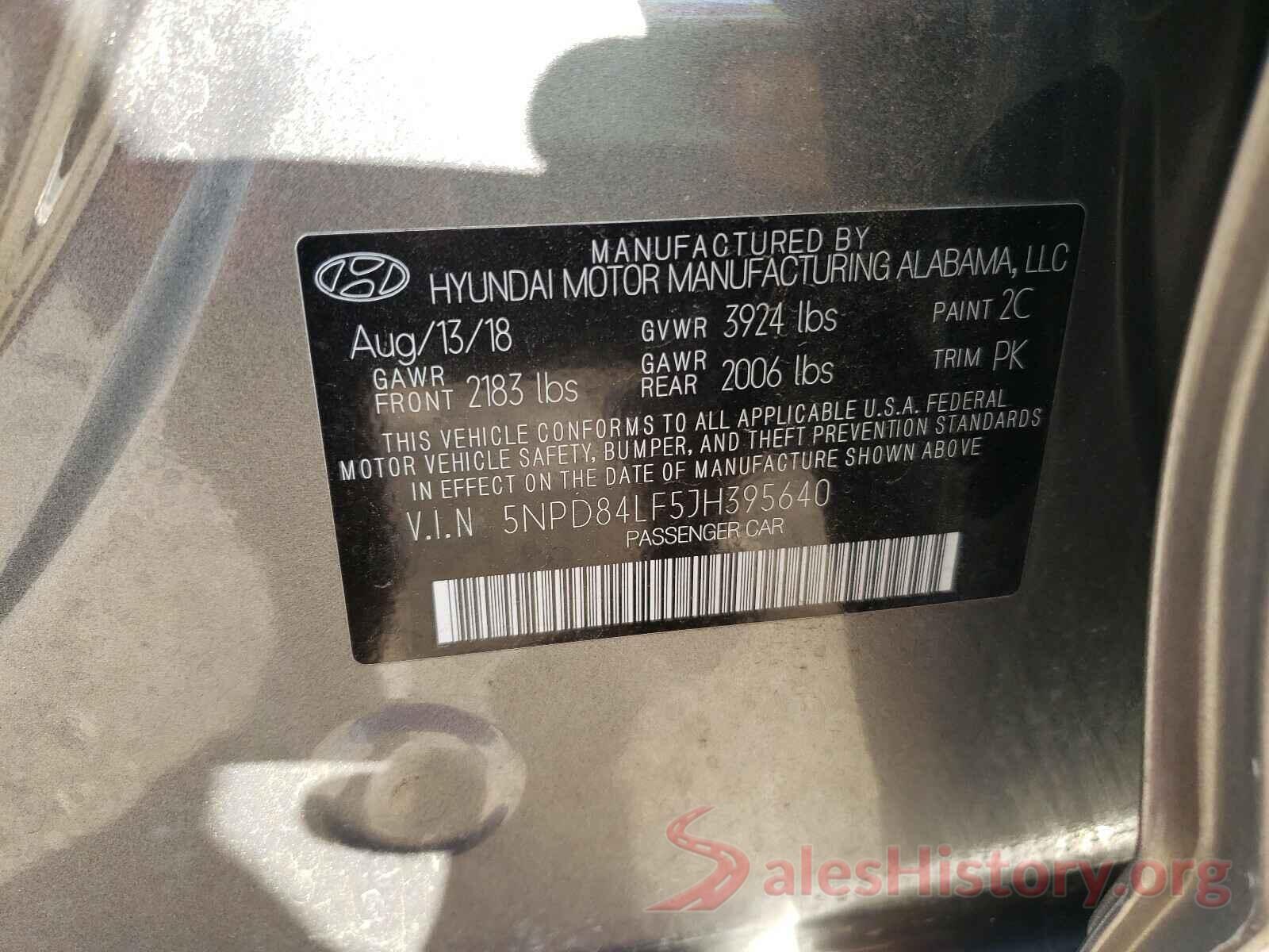 5NPD84LF5JH395640 2018 HYUNDAI ELANTRA