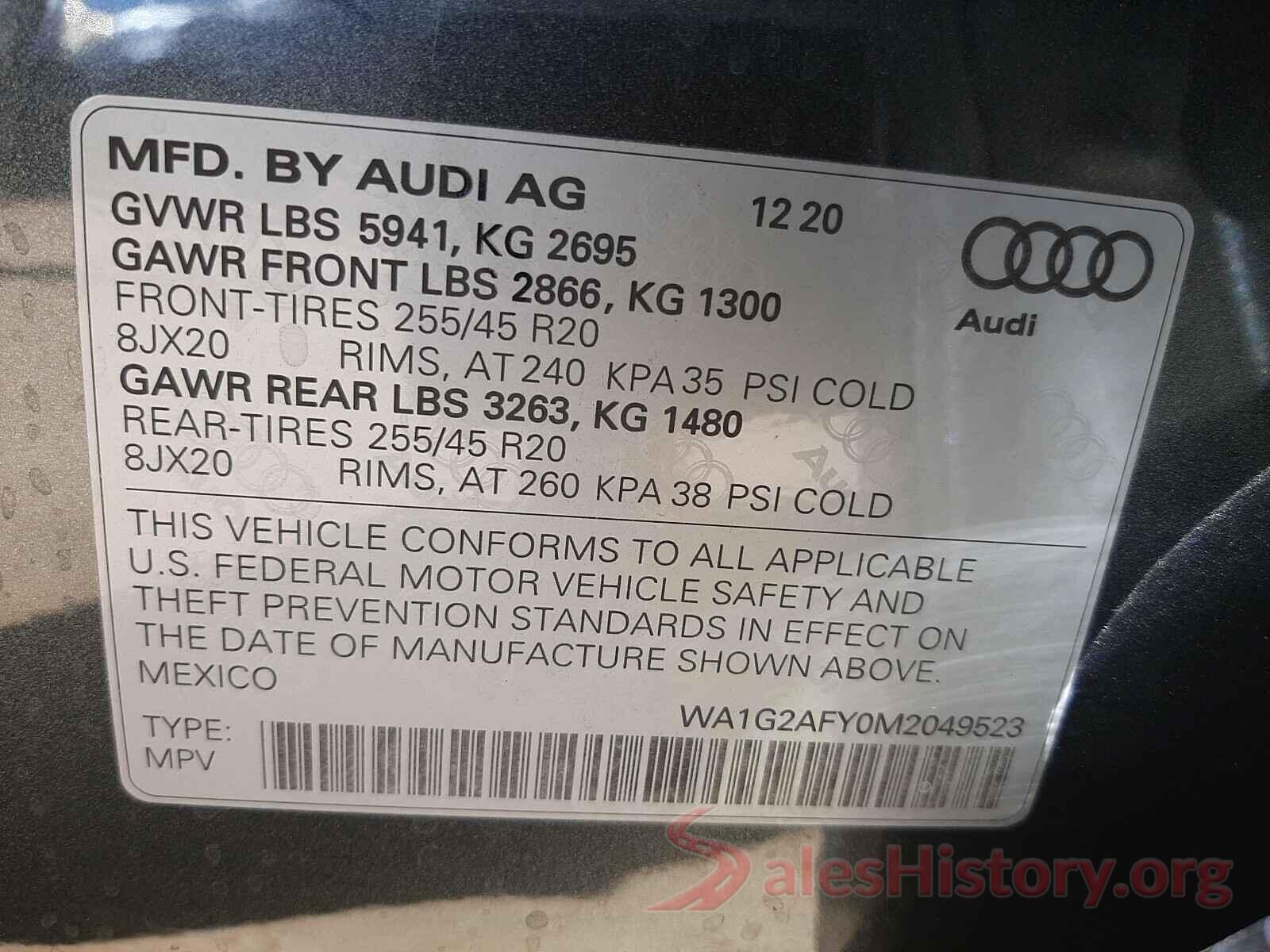 WA1G2AFY0M2049523 2021 AUDI Q5