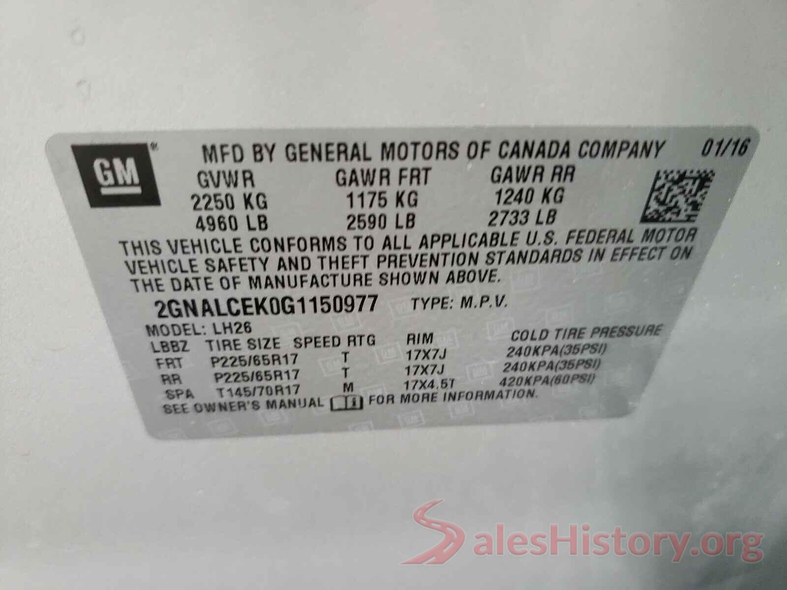 2GNALCEK0G1150977 2016 CHEVROLET EQUINOX