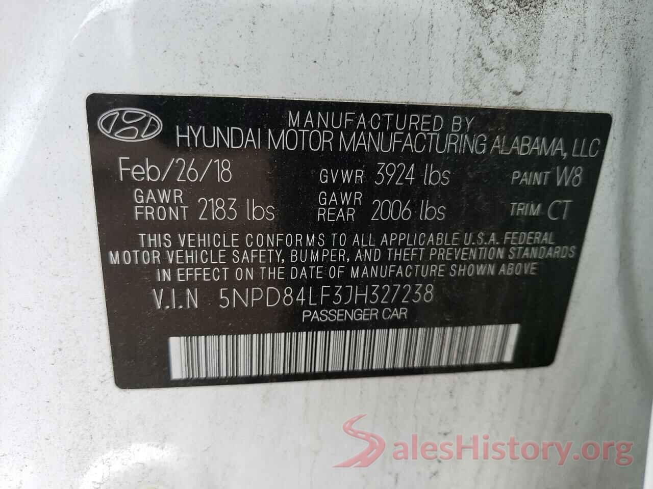 5NPD84LF3JH327238 2018 HYUNDAI ELANTRA