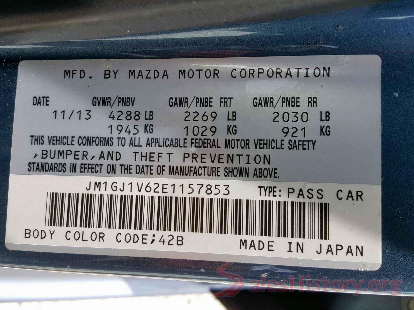 JM1GJ1V62E1157853 2014 MAZDA 6